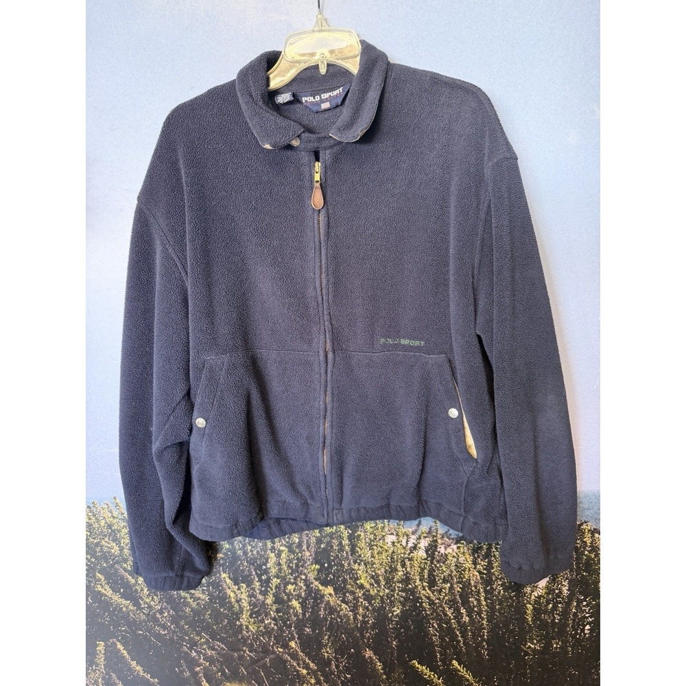 Rare Made in USA Polo Sport Ralph Lauren Navy Full Zip Fleece Lightweight Jacket
